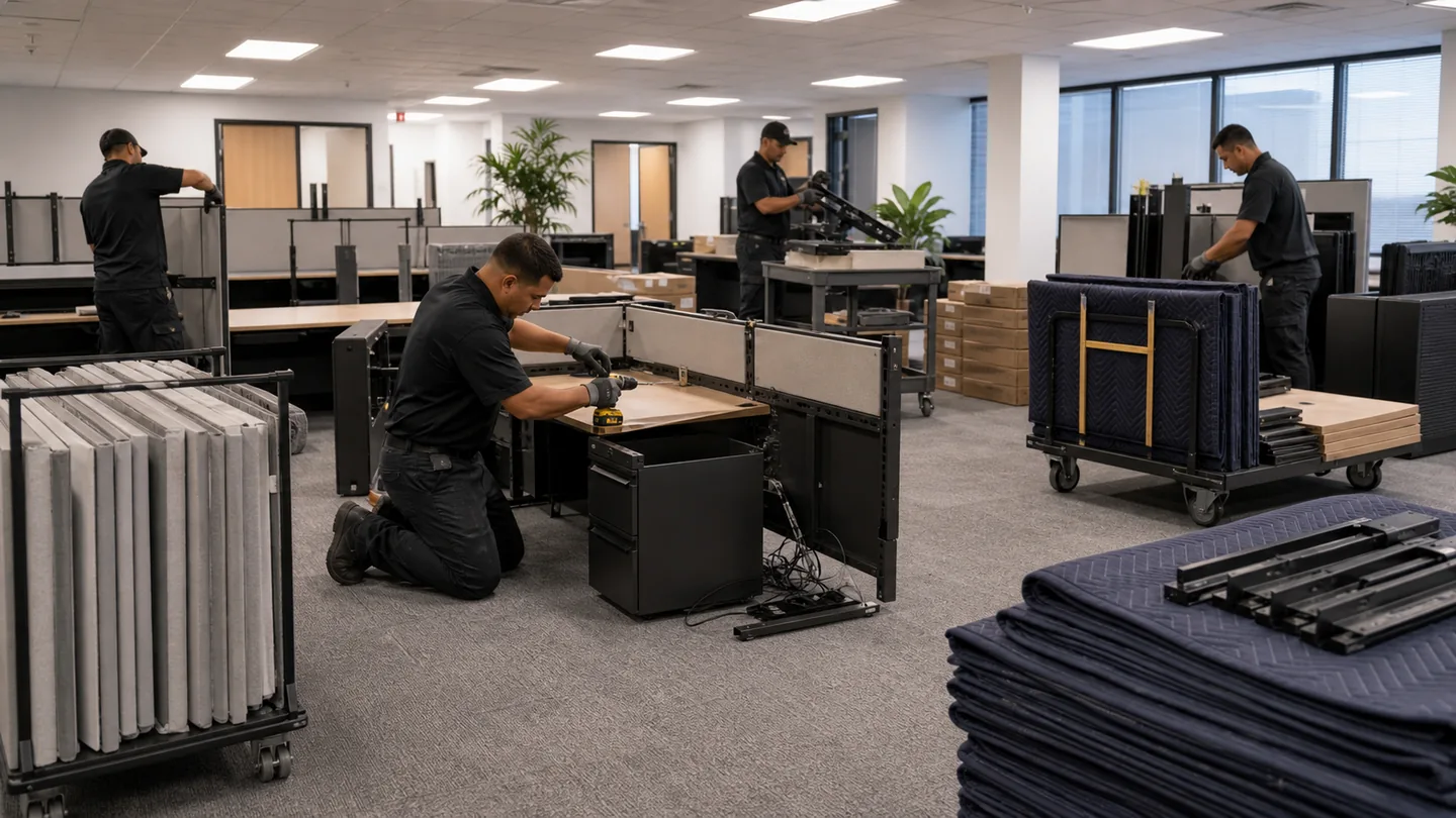Office furniture decommission and workstation reconfiguration